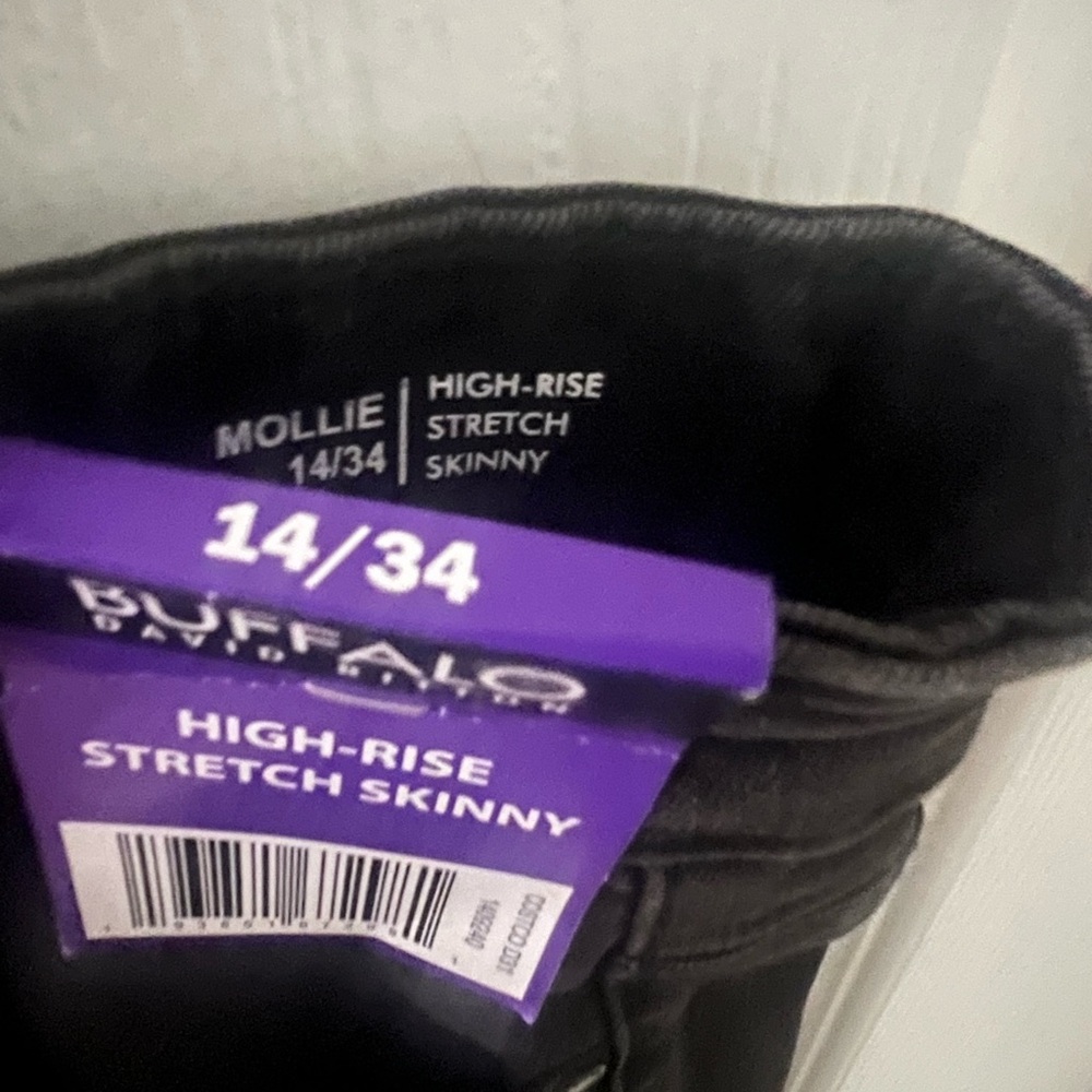 NWT Buffalo David Bitton Women’s Black Skinny Mollie Jeans, Size 14 - Picture 4 of 5